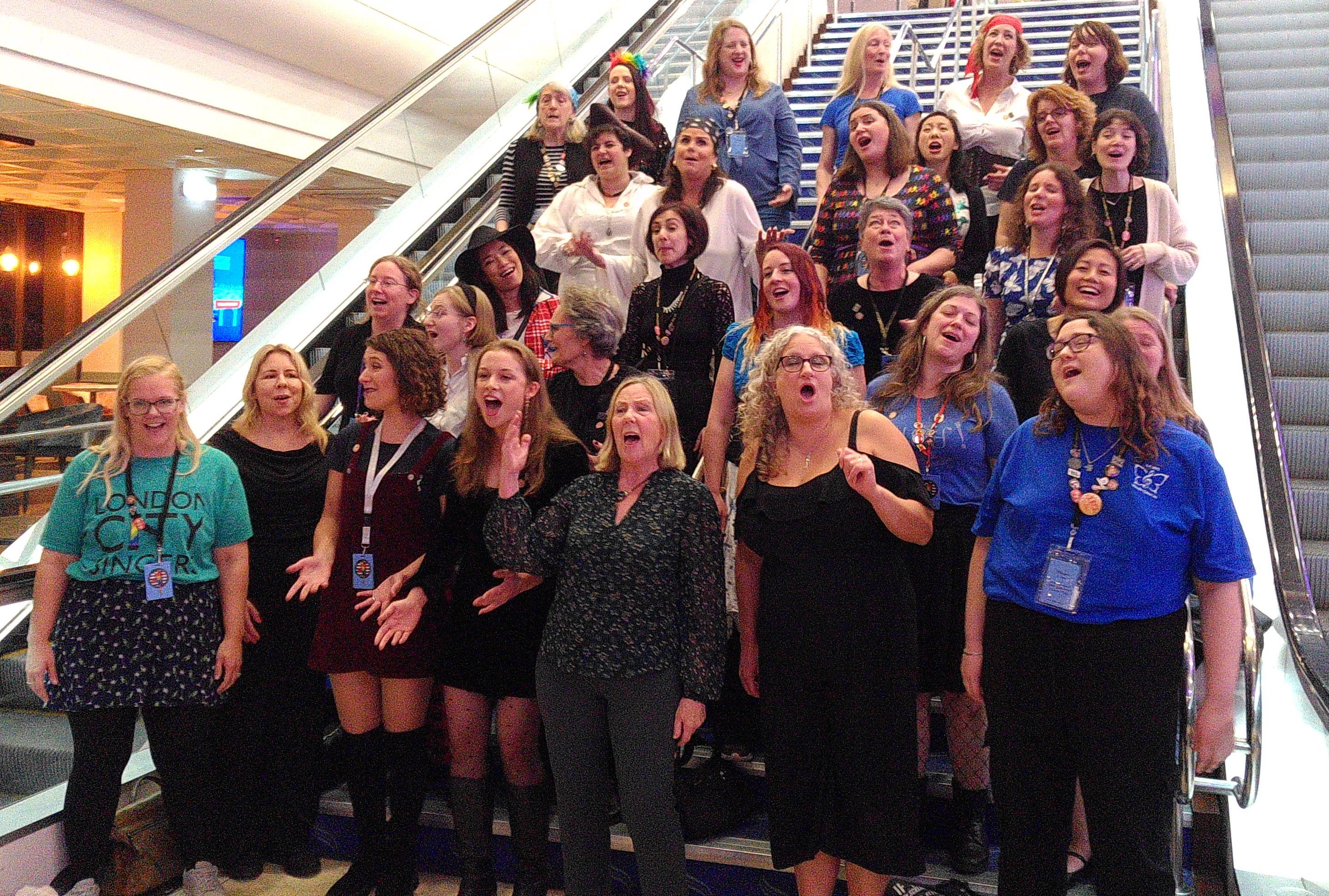 LCS singing in an afterglow at convention